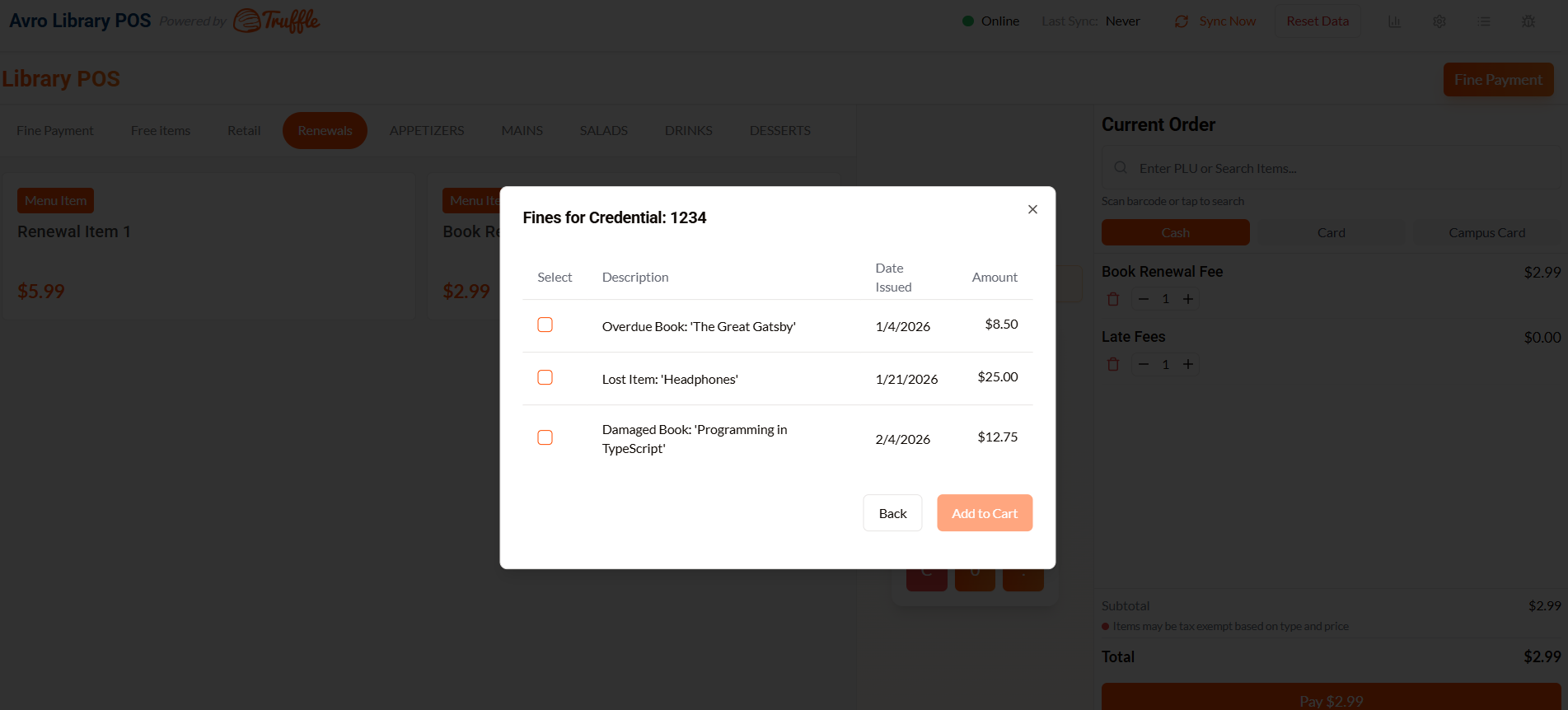 Library Pos Database Library POS System - Fine Collection & Payment Processing | Truffle ...